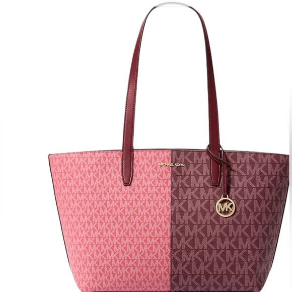 NWT Jet Set Medium Two-Tone Logo Tote Bag Oxblood Multi $448 NEW IN PACKAGING - Picture 3 of 5